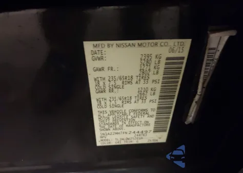 2015 Nissan Murano Sv z USA, uszkodzony, nr VIN 5N1AZ2MH7FN244497